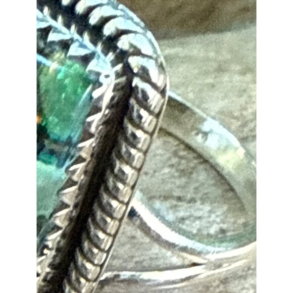 Sterling Silver Rectangular Monarch Opal Ring Size 10 - Picture 6 of 7